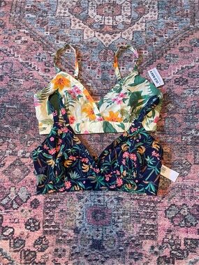 Old Navy Floral Bralette Tops - Yellow & Navy